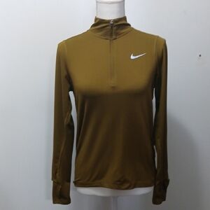 Nike Women's Long Sleeve Top in Brown with White Logo
